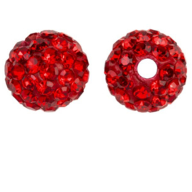 Strass glitter kraal 6 mm red