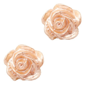 Roosje kralen 6mm Wit-peach nougat pearl shine 5 stuks 53540