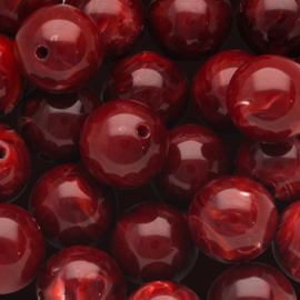 Acryl  kraal rond burgundy 14mm  per st.