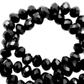 Facet kralen top quality disc 4x3 mm Black-pearl high shine coating 46770 10 st.