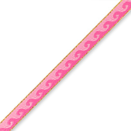Tekstlint waves Fuchsia-Light pink 1 meter