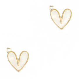 Hangers van Resin heart Gold-white
