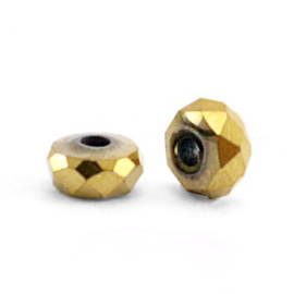 Kralen van hematite disc facet goldcolour 10 st 63185