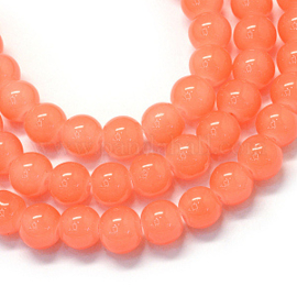Imitatie Jade glaskralen streng salmon