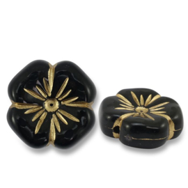 Boho flower kralen black gold 5 st.