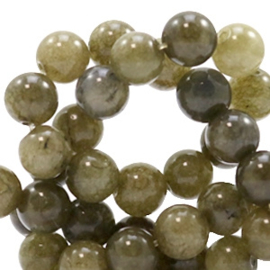 6 mm kralen natuursteen rond Olive green 49530 10 st.