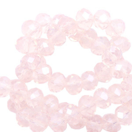 Facet kralen top quality disc 4x3 mm Silk peach opal-pearl shine coating 10 stuks 60548