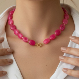 DIY Pakket acrylkralen ovalen ketting pink
