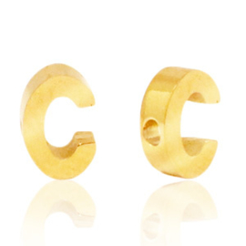 Stainless steel gouden letterkraal C