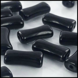 Glaskraal tubes Black 15 mm per stuk