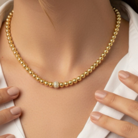 Handgemaakte hals ketting Exclusieve vergulde goldcolour kralen