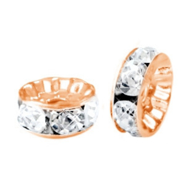 Strass kralen disc 6mm Rosegold-crystal