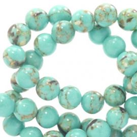 Natuursteen kralen met schelp 4mm Turquoise green per 10 st