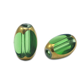Glaskralen ovaal facet Green 10 st