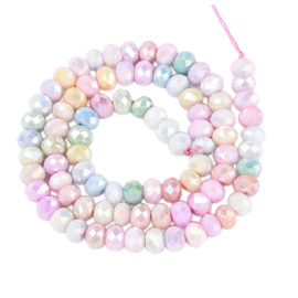 Streng Shiny facet kralen mix colour 6mm