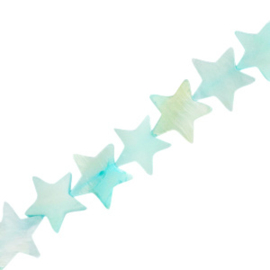 Schelp kralen star Paled turquoise blue 4 st.