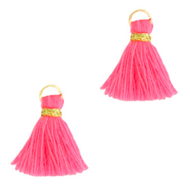 Kwastje 1.5cm Gold-neon pink