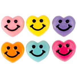 Acryl letterkralen smiley heart Multicolour 10 st.