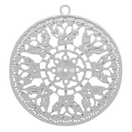 Bohemian Hanger Rond Vlinder  Zilver 71235