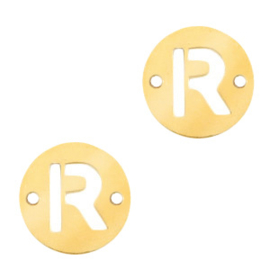 Bedel van  (RVS) 10mm initial coin R Goud tussenzetsel