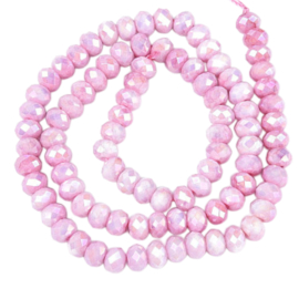 Streng Shiny facet kralen pink 6mm