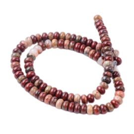 Streng Natuusteen Red Jasper rondellen 6 x 4mm
