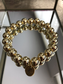 Kant en klare armband 10 mm 18kt Exclusieve Gouden kralen