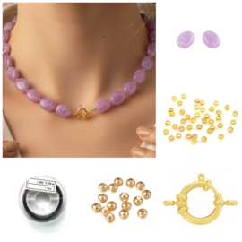 DIY Pakket acrylkralen ovalen ketting purple
