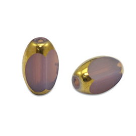 Glaskralen ovaal facet light Aubergine-purple-gold 10 st