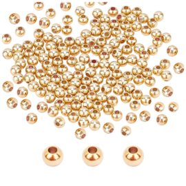 Vergulde 18K gouden kralen 4mm 50 st.