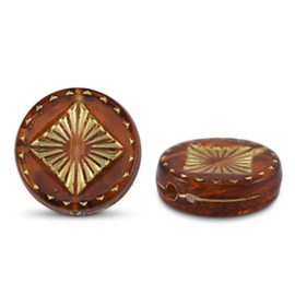 Boho kralen square orange brown gold 10 st.