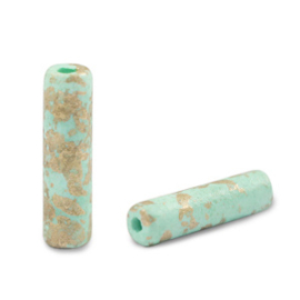 Grieks keramiek DQ gold spot tube Light turquoise per stuk