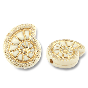 Boho kralen Shell off white gold 5st.