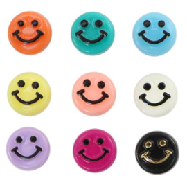 Acryl letterkralen smiley multicolour 10 mm per 10 st.