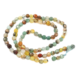Streng natuursteen kralen Multicolour agaat 4mm