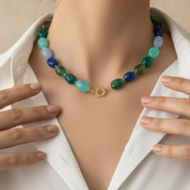 DIY Pakket acrylkralen ovalen ketting mix Ocean