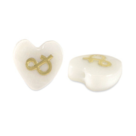 Glas kraal heart "&" White-gold