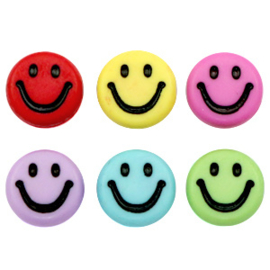 Acryl letterkralen smiley Multicolour per 10 st.