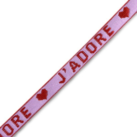 Tekstlint "j'adore" Purple-warm red 1 meter