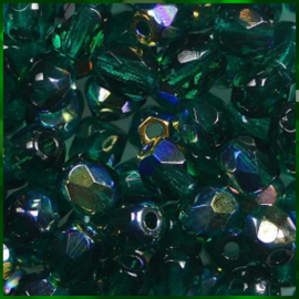 Tsjechische Facet kralen Emerald 4mm 10 st.