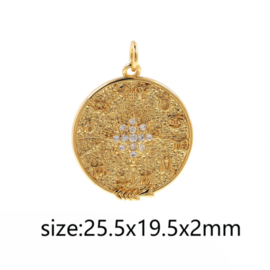 Bedel Zirconia 18 kt verguld met strass