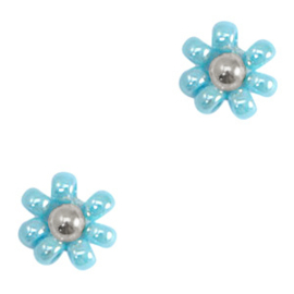 Miyuki bloemen kralen 8mm Light blue-silver