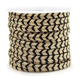 Macramé gevlochten draad 4mm Gold-black per meter