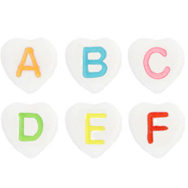 Acryl letterkralen hartjes mix White-multicolour 15 gram (+/-100 st.)