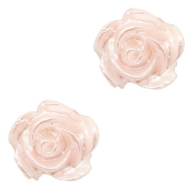 Roosje kralen 6mm Wit-light rose quartz pearl shine 5 stuks 53544