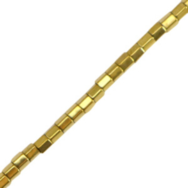 Kralen van hematite tube 2mm Gold 20 st.
