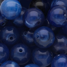 Acryl  kraal rond blue 14mm  per st.