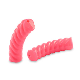 Acryl kralen tube twisted Neon coral per stuk