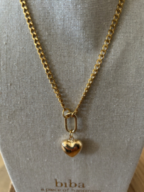 Handgemaakte Stainless steel ketting met hart