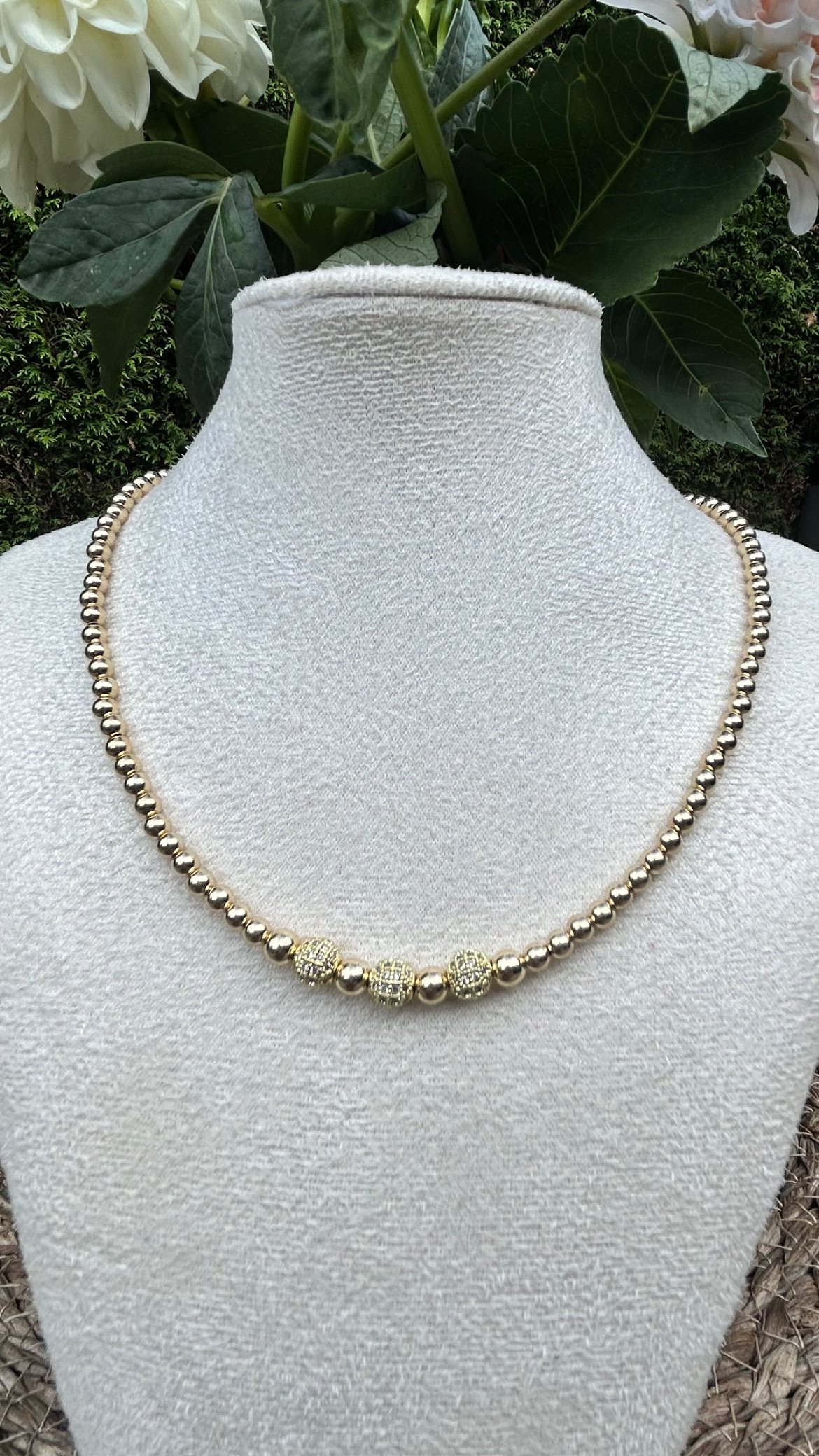 Goldfilled ketting met Zirconia strass